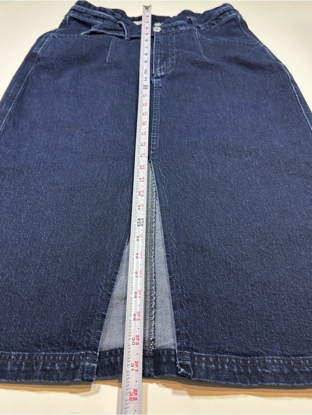 Anthropologie Pilcro Skirt Women’s Size 14 The Arden Double-Waist Midi Dark Wash - Picture 7 of 16